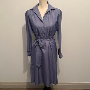 VTG The Lady Manhattan Dress Co. Collared Long-Sleeve Shirt Dress Periwinkle M/L